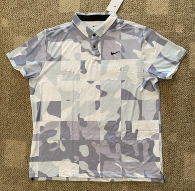 Nike Tour Golf Polo Shirt Top Dri-FIT White Camo DR5310-100 $80