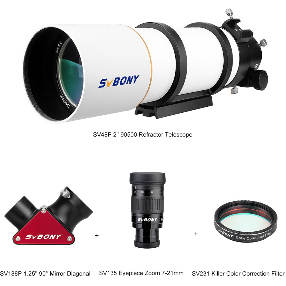 SV48P 2'' 90500 Refractor Telescope Set for Planetary Photography and Moon  Watch