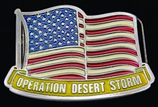 Operation Desert Storm American Flag Military War Vintage Belt Buckle