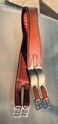 50''  Perri's Split End GIRTH - Triple Elastic - Roller Buckles - Padded Leather