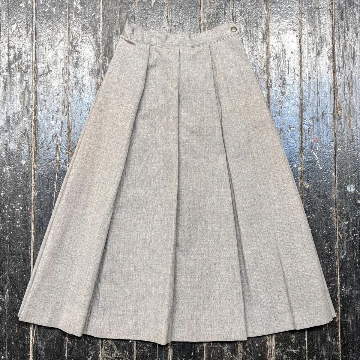 Grey wool clearance pleated midi skirt