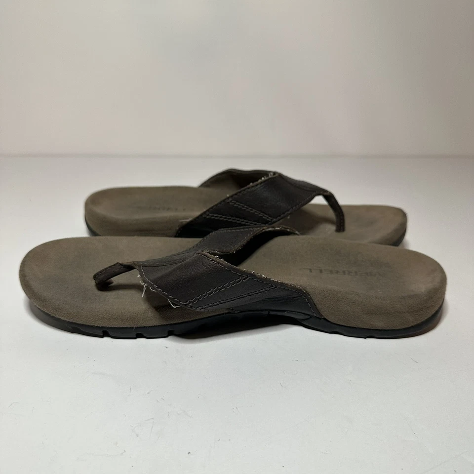 Merrell Mens Flip Flops Size 7 Brown Leather (J598617) (121 Box 15) - Image 3 of 4