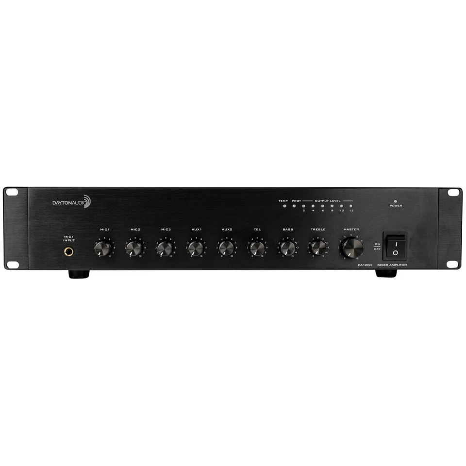 Dayton Audio DA120R 120W 70V 2U Rack Mount Mixer-Amplifier with (4) 6-1/2" Black - Image 2 of 4