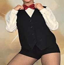Dance Costume White Shirt/Black Vest - Size Small