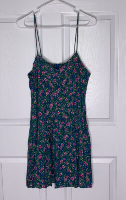 Vintage Floral Dress M Medium 80s 90s Slip Fit & Flare CK Sport California Krush