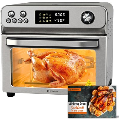 HYSapientia 26QT Stainless Steel Air Fryer Oven With Rotisserie 1800W Mini Oven