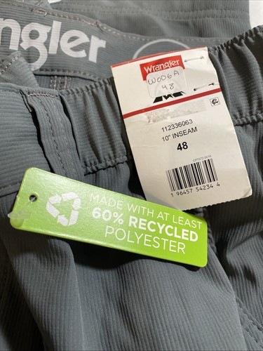 Wrangler NWT Men's Performance Relaxed Fit Gray Shorts Classic Flex Waistband 48 - Picture 12 of 14
