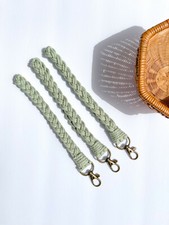 Braided Macrame Wristlet Keychain - Sage Green