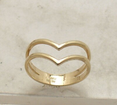 3D Größe 8 einzigartiger Doppel V Chevron Bandring echt massiv 14K Gelbgold
