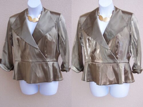 R&M Richards Bronze Gold Schößchen Top Jacke Gr. XL PARTY Kleid Satin Wickelbluse