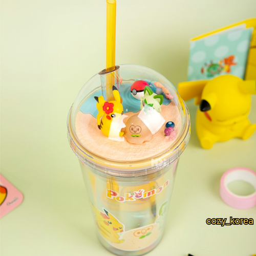 Pokemon Summer Ice Tumbler 16oz Cute Figurines in Lid & Yellow Straw Cold Drink - Picture 3 of 3