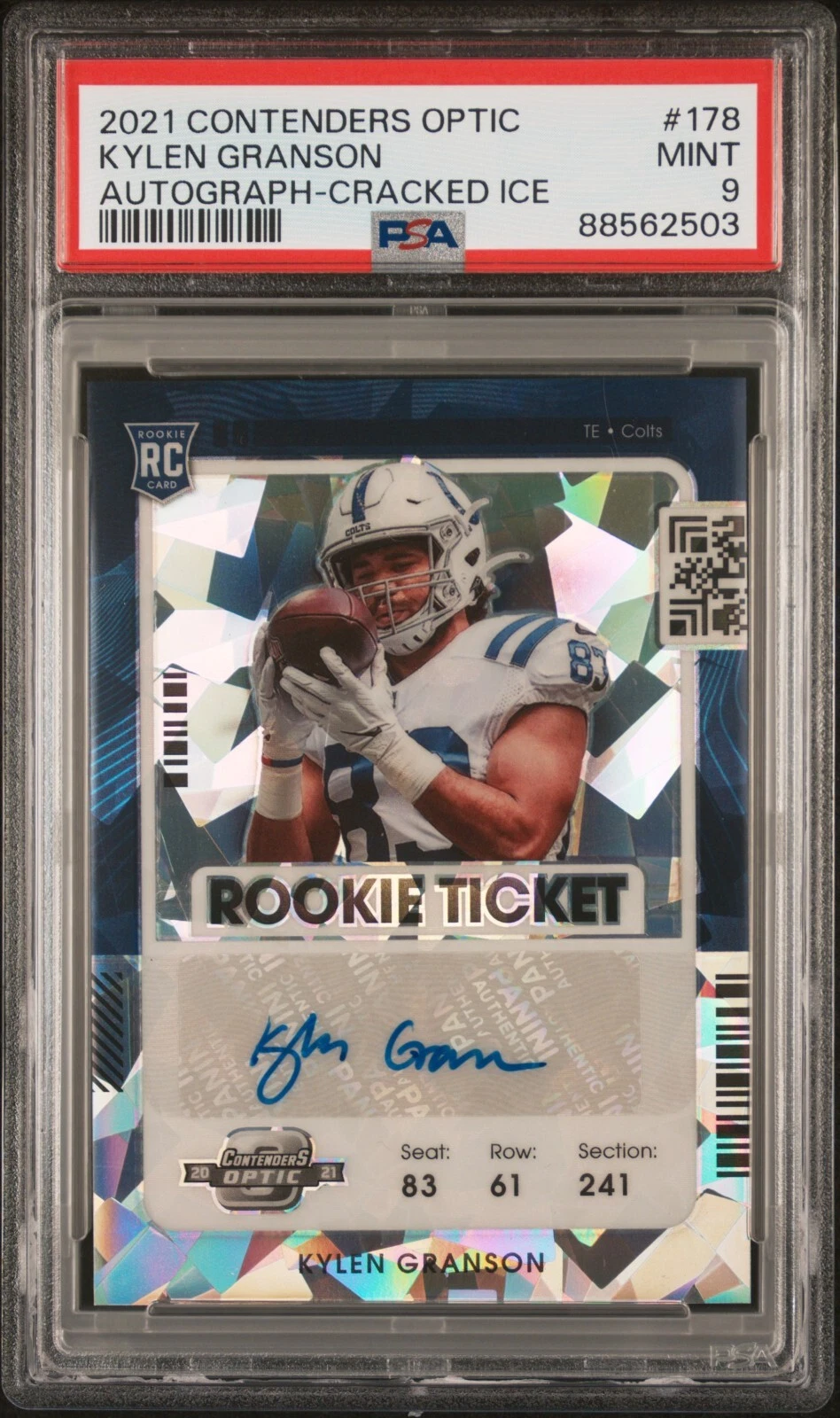 Kylen Granson Panini Contenders Optic #178 Autograph-Cracked Ice