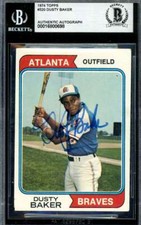 Dusty Baker Beckett BAS Vintage Signed 1974 Topps Autograph