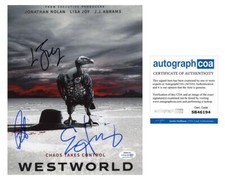 Ed Harris, Angela Sarafyan & Lisa Joy "Westworld" AUTOGRAPHS Signed 8x10 Photo