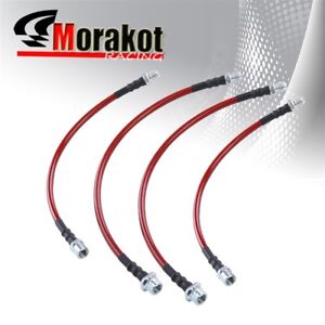 For 95-01 BMW 7-Series E38 Front Rear S//S Braided Hose Oil Brake Lines Cable Red