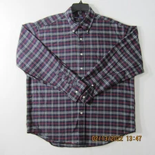 Mark Alexander Shirt Mens Large Blue Green Red Button Up Pocket Office Casual