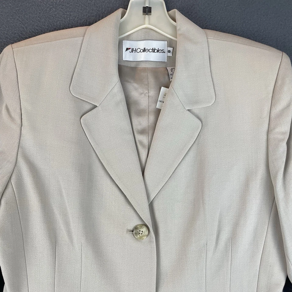 Traje Falda De Colección JH Coleccionables Talla 8 Nuevo Con Etiquetas Beige 2 Piezas Chaqueta Forrada Mezcla de Lana Carrera Foto 3 de 4