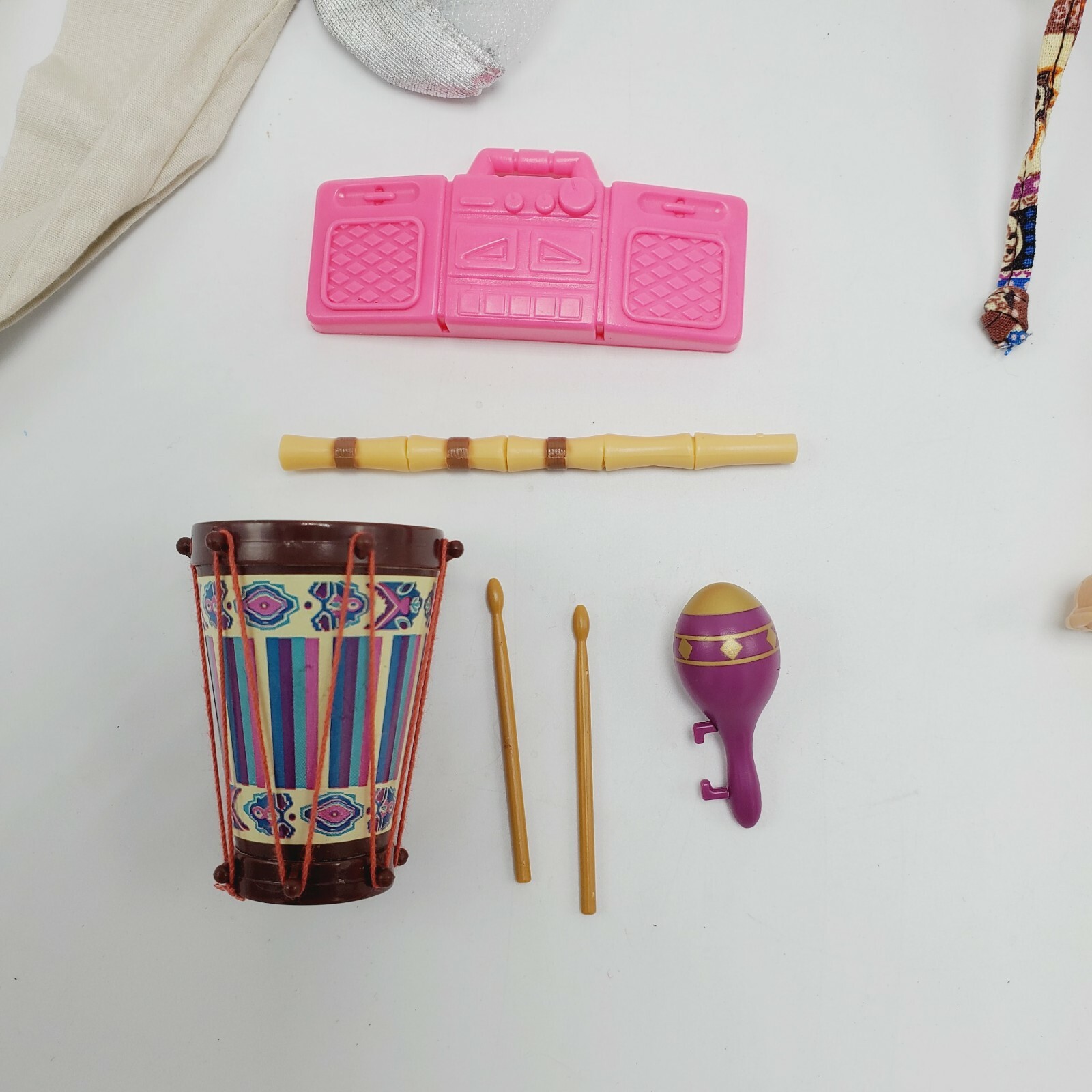 Mattel Barbie Musical Instruments Music Clothes Lot Boombox Maraca Drum