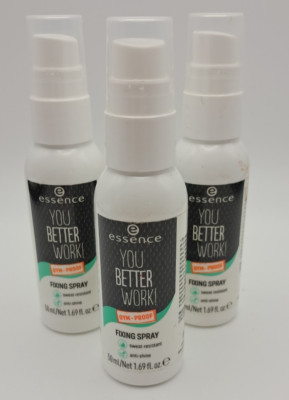 3 Pack Essence You Better Work! Fixing Spray Gym Proof Anti Shine 1.69oz