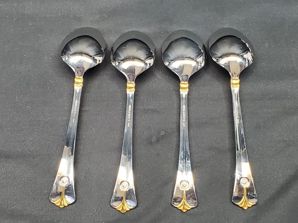 Cubiertos Pfaltzgraff GOLDEN ELLINGTON 18/8 con acento dorado inoxidable 4 cucharas soperas Foto 4 de 4
