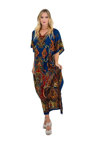 boden amelia cotton maxi dress Boden Amelia Maxi Dress Womens 8 Multicolor Paisley Cotton V Neck 3/4 Sleeve
