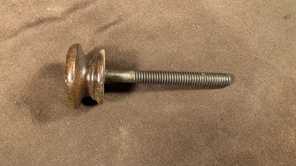 Antique Walnut? Round Knob Thick Drawer Door Pull Handle Long Threaded Shank - Image 2 of 4