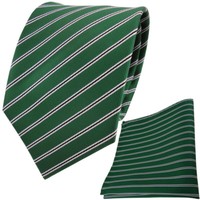 Tigertie Designer Krawatte +Einstecktuch GrüN SmaragdgrüN Schwarz Weiß Gestreift