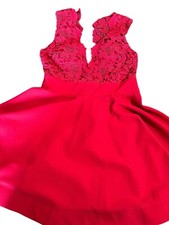 Windsor red lace and mesh open back skater party Formal Prom dress size M BNWT
