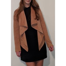Lulu's Wild At Heart Tan Vegan Suede Moto Jacket M Nwt