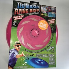 LED Music Flying Disc Wireless Speaker Waterproof Pink Bluetooth, NEW 