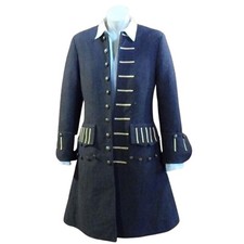 New Men's Captain's Frock Coat Black pirate wool coat