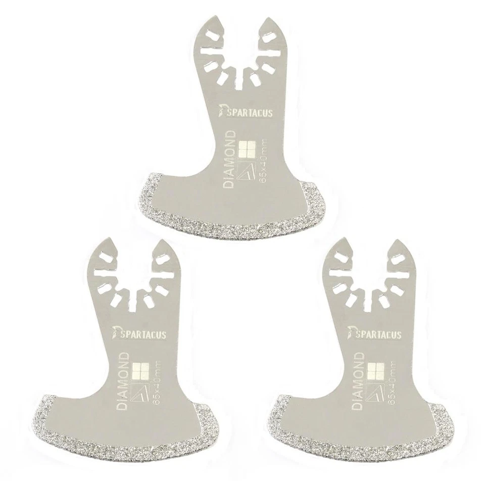 3 x Spartacus 65mm Diamond Coated Boot Shaped Multitool Grout Blades