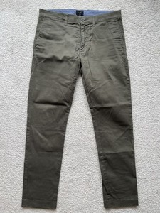 J.CREW Men's 484 Slim Fit Stretch Chino Pants W30 L30 Olive Green Flat Front