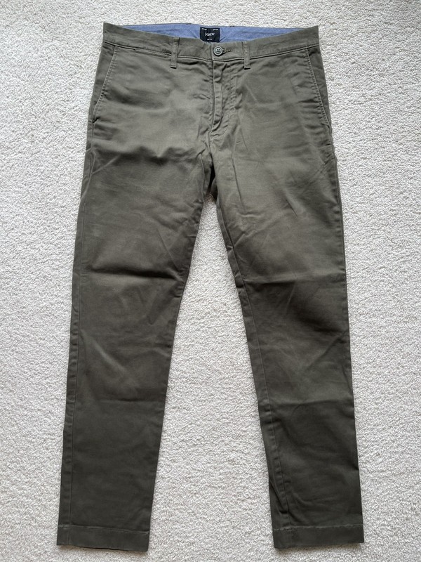 J.CREW Men's 484 Slim Fit Stretch Chino Pants W30 L30 Olive Green Flat Front