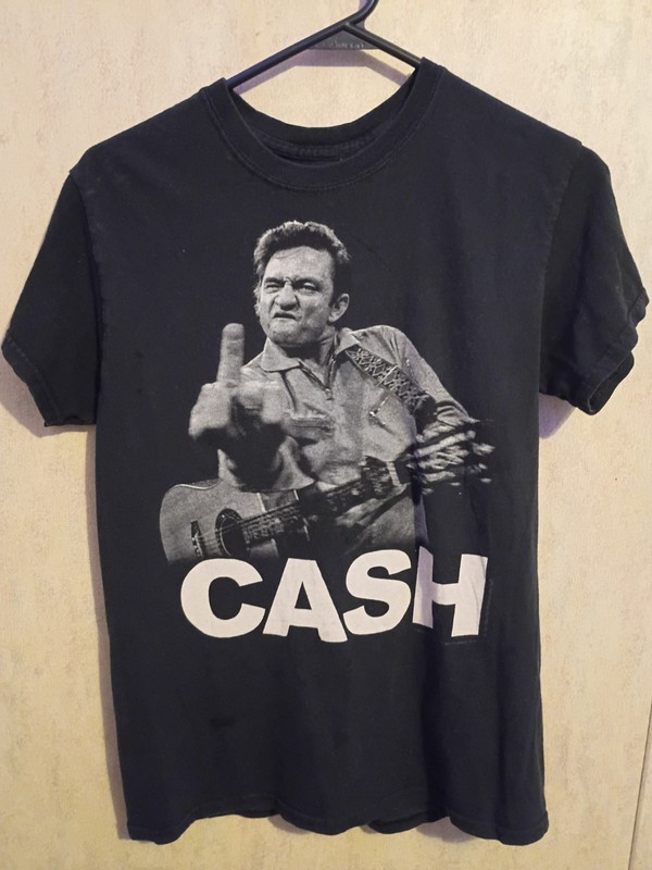 Jim Marshall Clothing Johnny Cash Middle Finger  Black Tshirt Unisex sz small