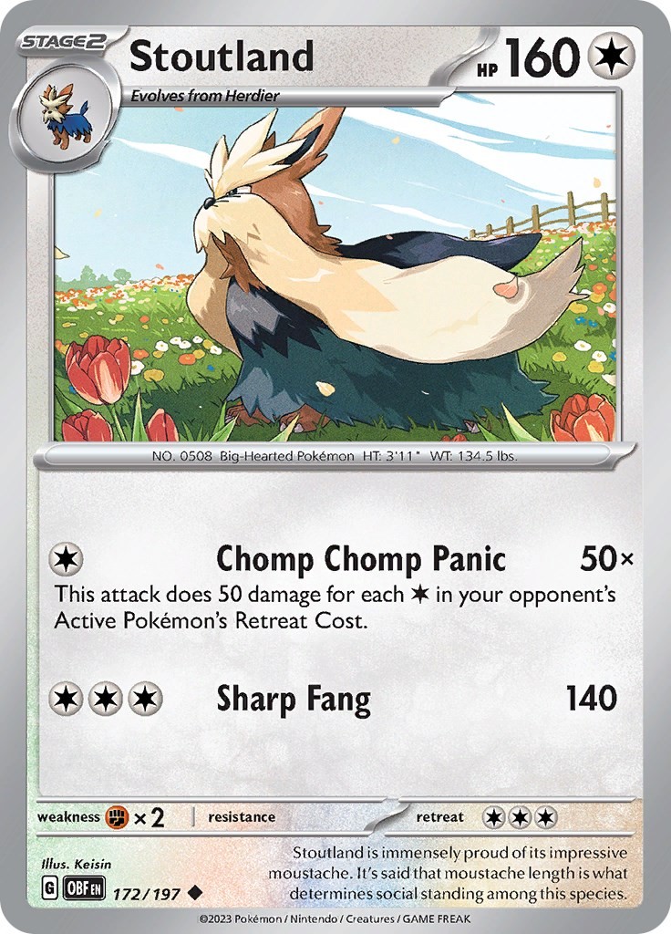 Pokemon Stoutland 172/197 Obsidian Flames Uncommon NM