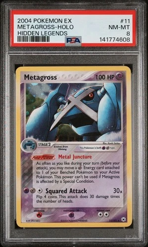 2004 Pokemon EX Hidden Legends #11 Metagross Holo PSA 8 Trusted Seller! NEW CERT