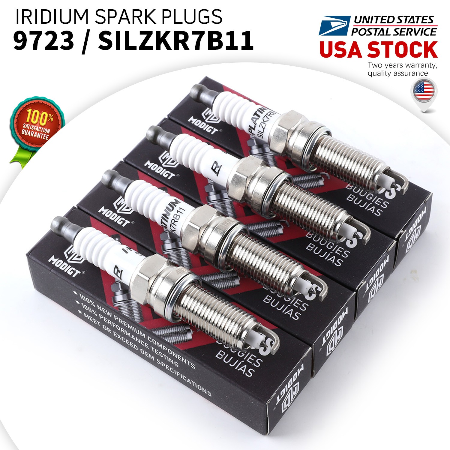 MODIGT Genuine Iridium Spark Plugs 9723 SILZKR7B11 For Hyundai Tucson 2.0L OEM