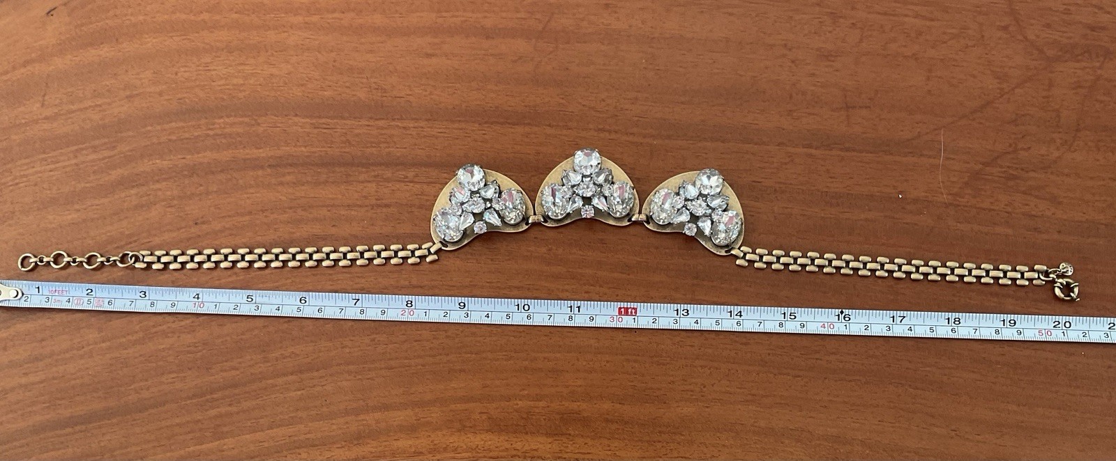 J.CREW Brasstone Rhinestone Statement Necklace - image 7