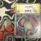1870 Three Cent Coin & 1876-s Seated Liberty Dime. 2 Coin Lot