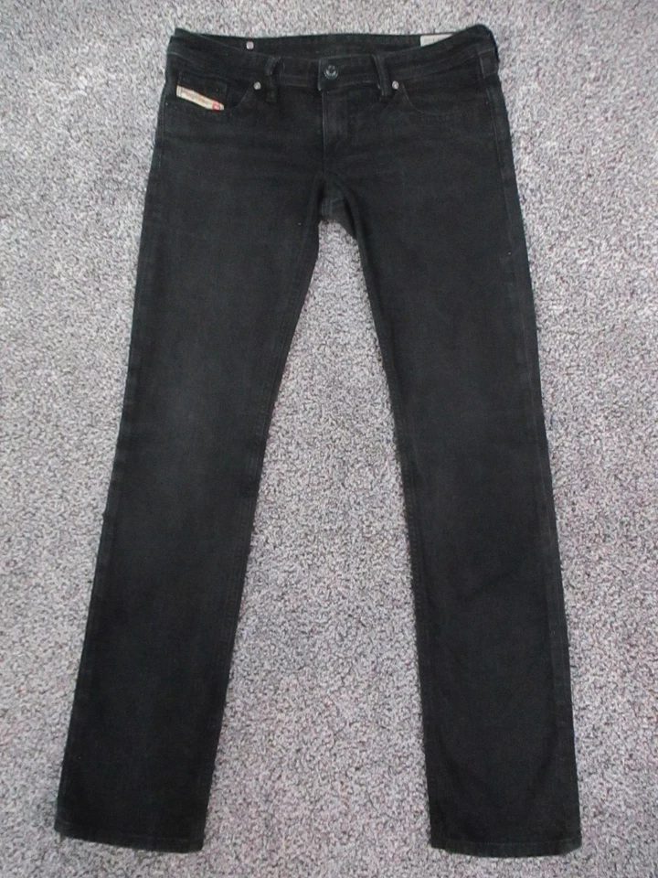 Diesel Lowky Jeans Womens 28 Black Stretch Denim Italy Zipper Back Pockets 30x32 - Image 2 of 4