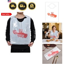23 Inch Thick Crab/Lobster Bibs Disposable Plastic Funny Seafood Apron for Ad...
