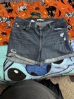 Levi's Women's Mid-Length denim Shorts, Size 31, Dark Wash w/ fray distressed  — photo 1