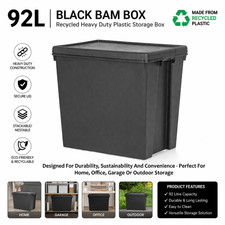 Small Large Heavy Duty Recycled Plastic Commercial Storage Boxes with Lids-Black