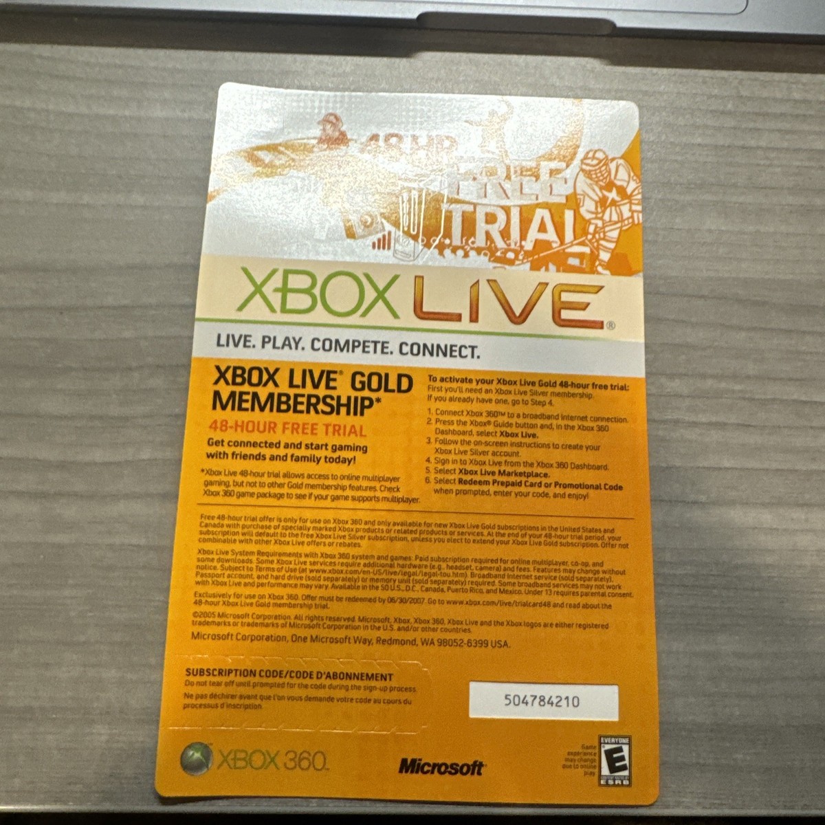 Microsoft Xbox Live Free 48 Hour Trial Gold Subscription XBOX 360