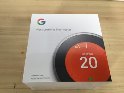 Google Nest Learning Thermostat Pro Edition Edelstahl - HF001631-GB Neu Versiegelt