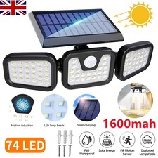 Solar Security Light With Motion Sensor PIR Outdoor Garden Fence Patio 74 Bulbs