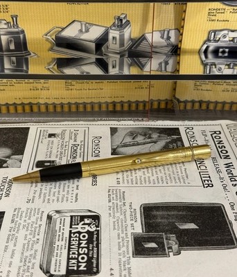 Ronson Penciliter Feuerzeug vergoldet Streichholz extrem selten
