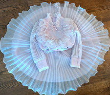 Vintage 80s Merry Girl Size 8 girls party dress lavender sheer pleated chiffon