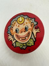 VintageTin Litho Noise Maker 1950's Clown Toy Mid Century Party Circus T CONN 4"